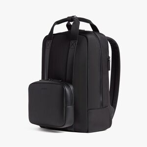 Elegant Black Backpack with Detachable Pouch